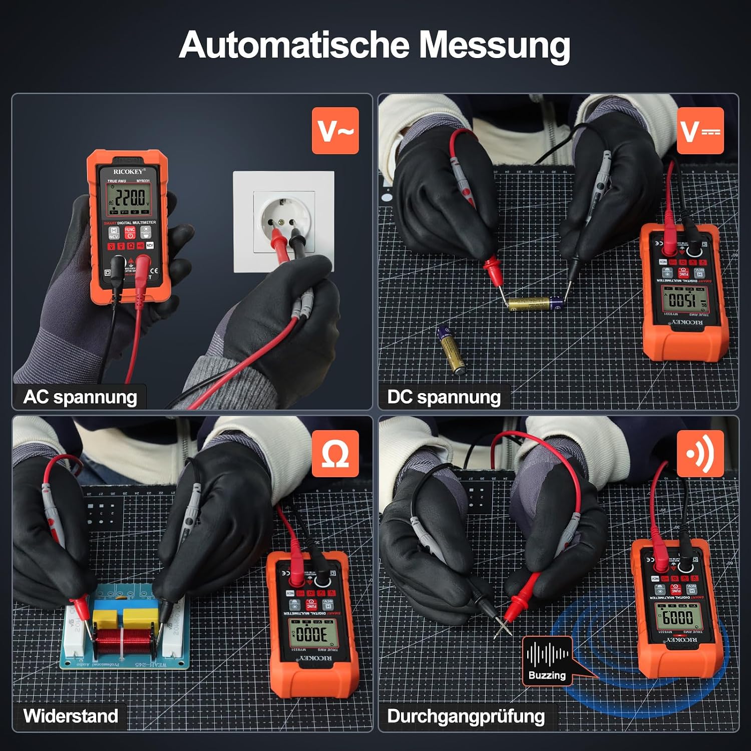 RICOKEY Smart Digital Multimeter mit Auto-Range & NCV-Funktion