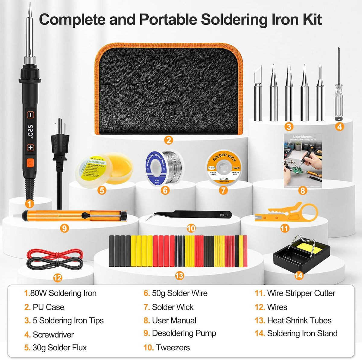 80W LCD Soldering Iron Kit
