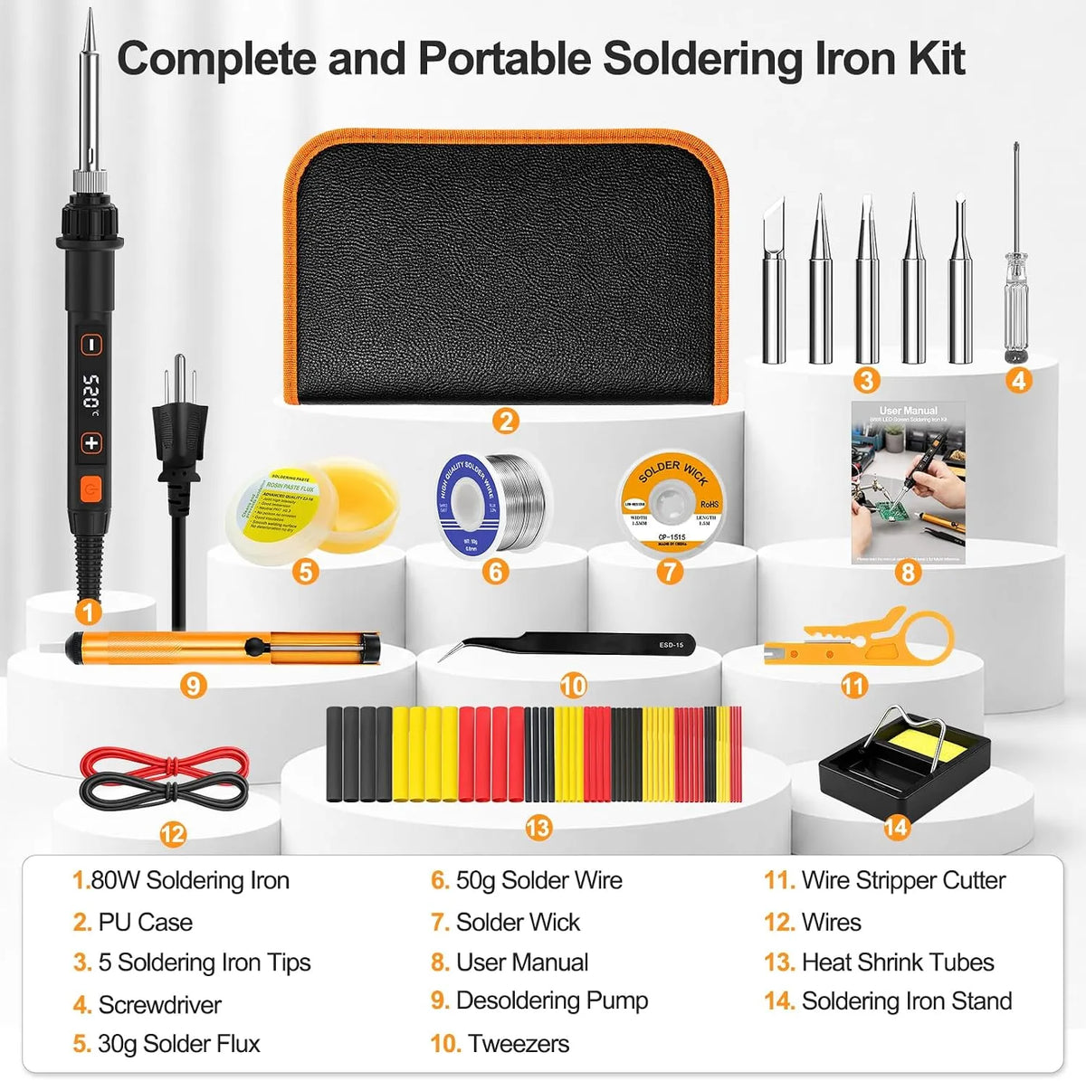 80W LED Soldering Iron Kit