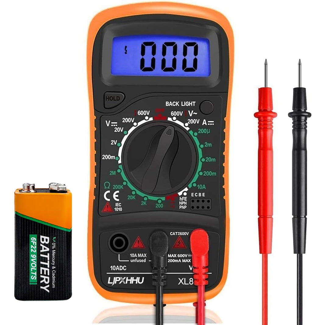 2000 Counts Digital Multimeter with Backlit LCD Display