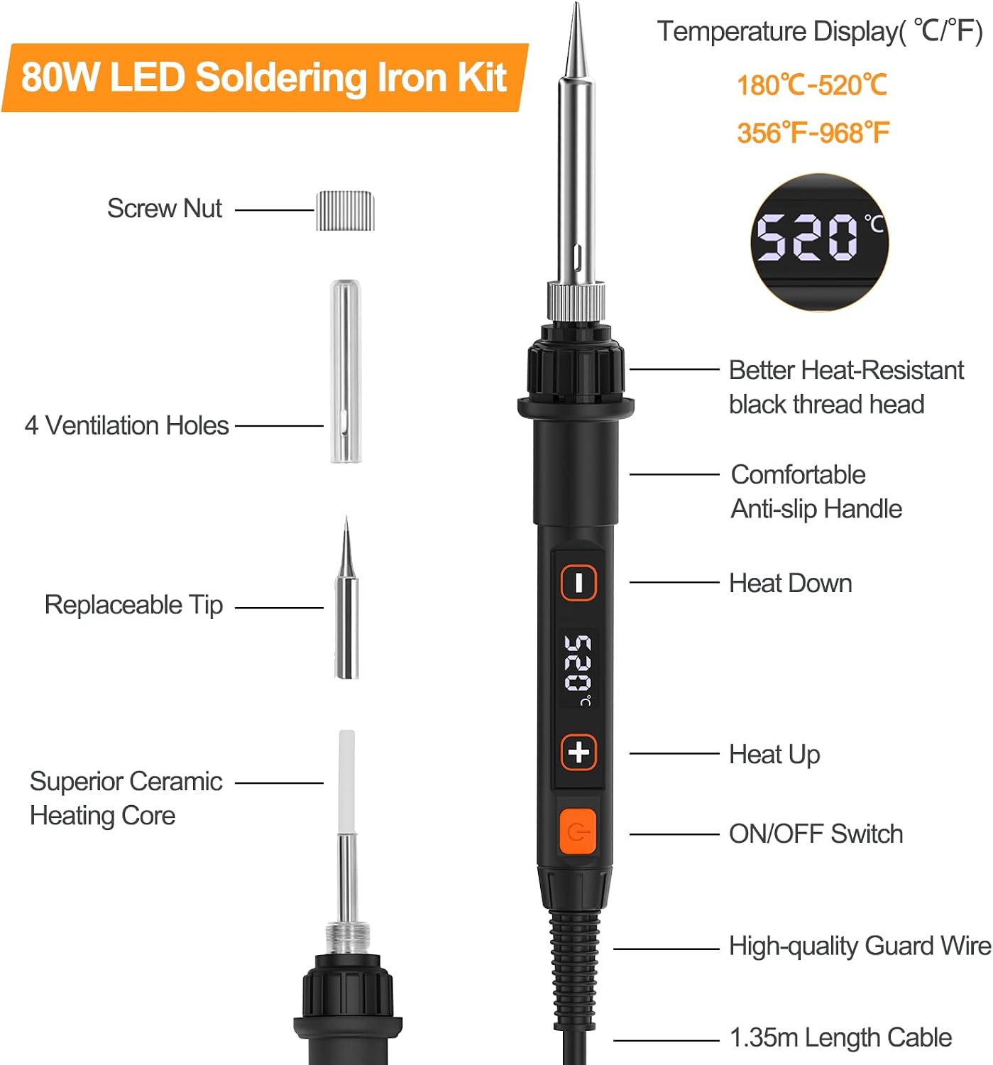 80W LCD Soldering Iron Kit