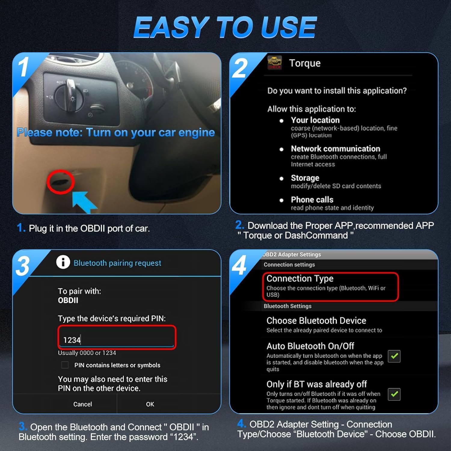 OBD2 Bluetooth Car Scanner with iOS Android Diagnostic Tool
