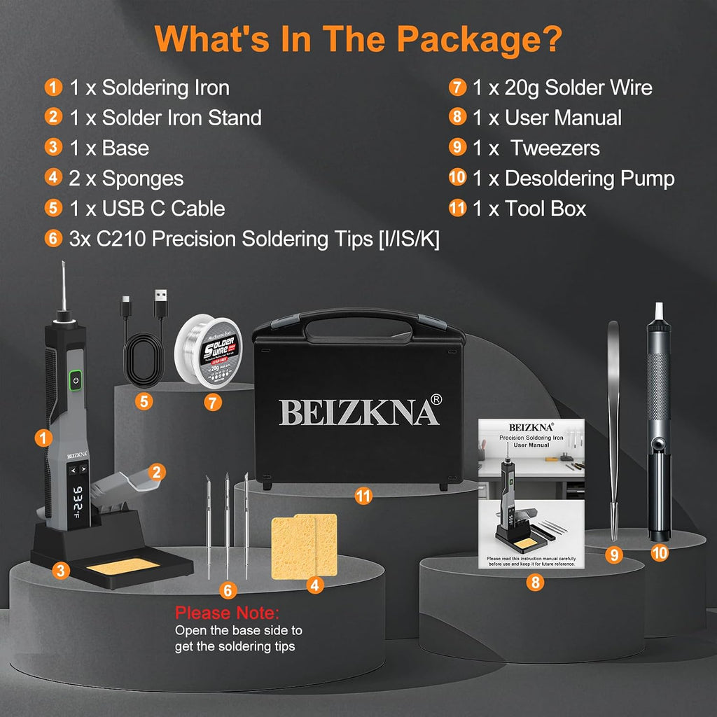 Wireless Soldering Iron Kit with LED Display, USB Charging & 14 Tips