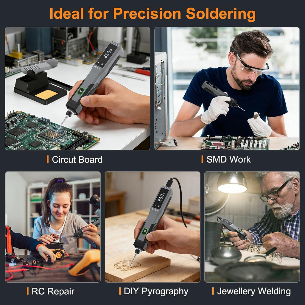 Wireless Soldering Iron Kit with LED Display, USB Charging & 14 Tips