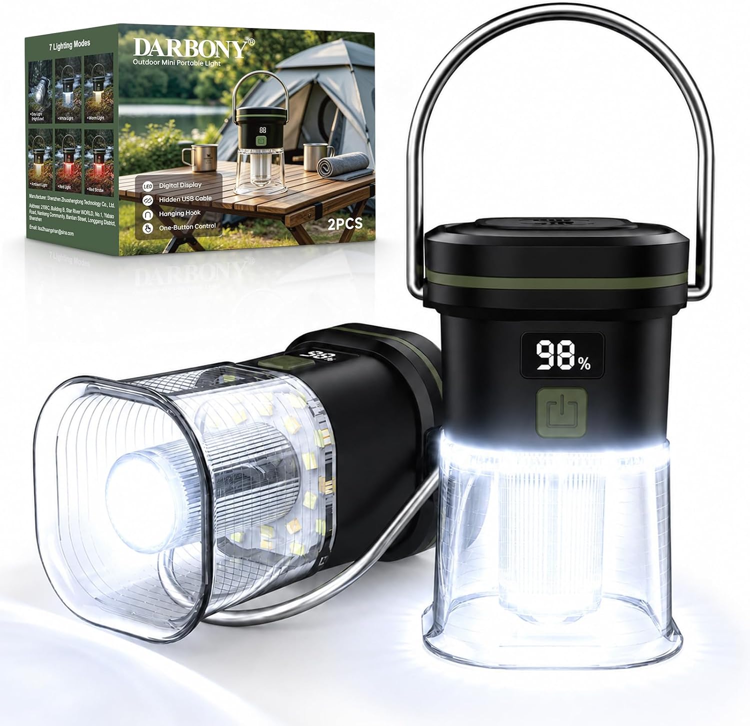 LED Camping Lantern Rechargeable Super Bright 1000LM Portable Battery Light