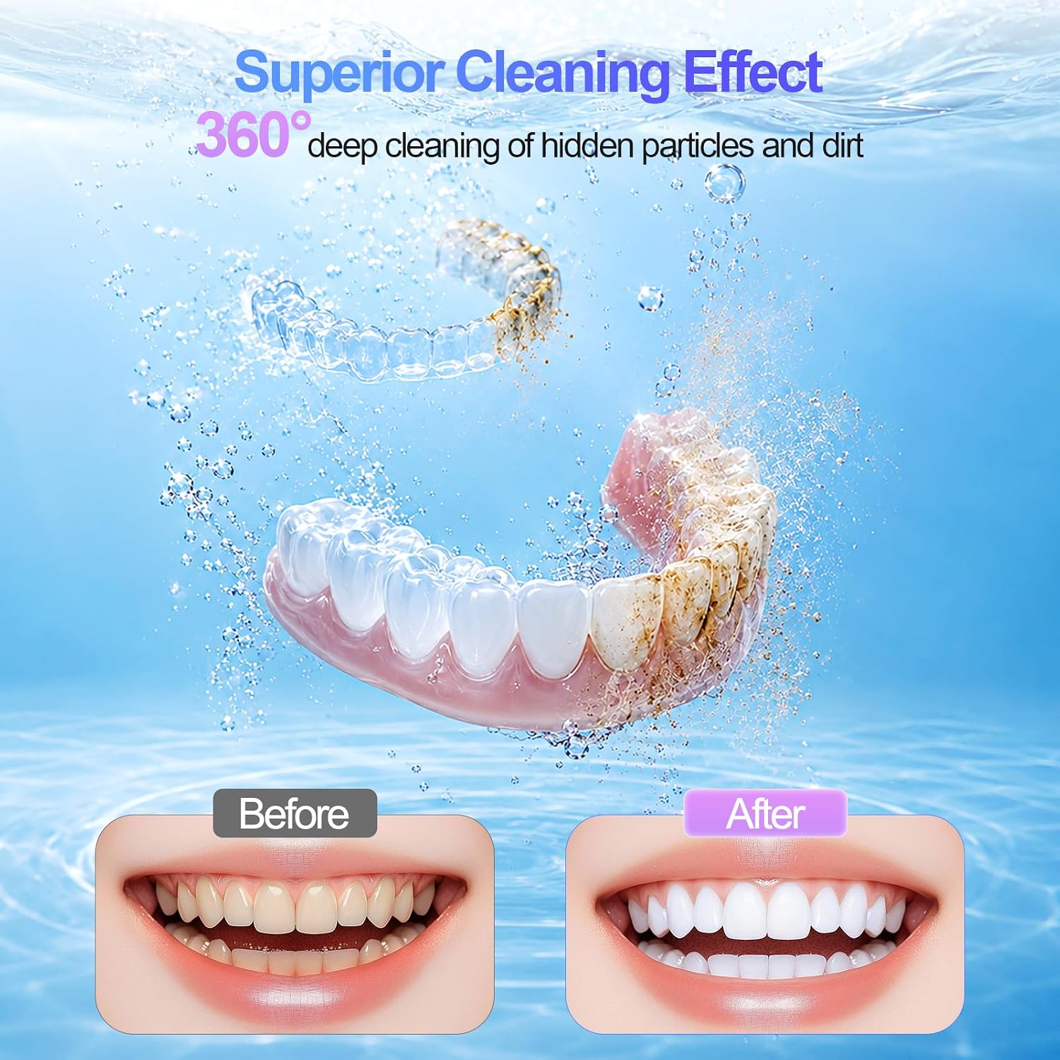 Ultrasonic Retainer Cleaner Machine 50kHz Dental Cleaning Pod with 4 UV