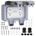 IP66 Weatherproof 2-Gang Outdoor Outlet with Switches & Cover