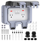 IP66 Weatherproof 2-Gang Outdoor Outlet with Switches & Cover