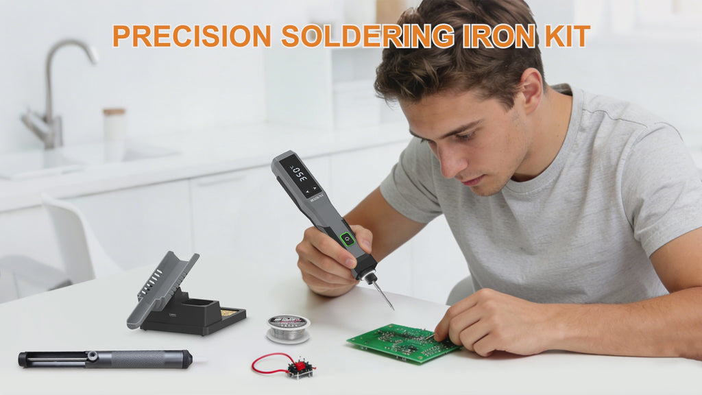 Wireless Soldering Iron Kit with LED Display, USB Charging & 14 Tips