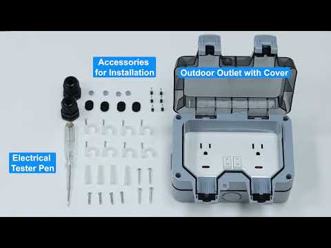 IP66 Weatherproof 2-Gang Outdoor Outlet with Switches & Cover